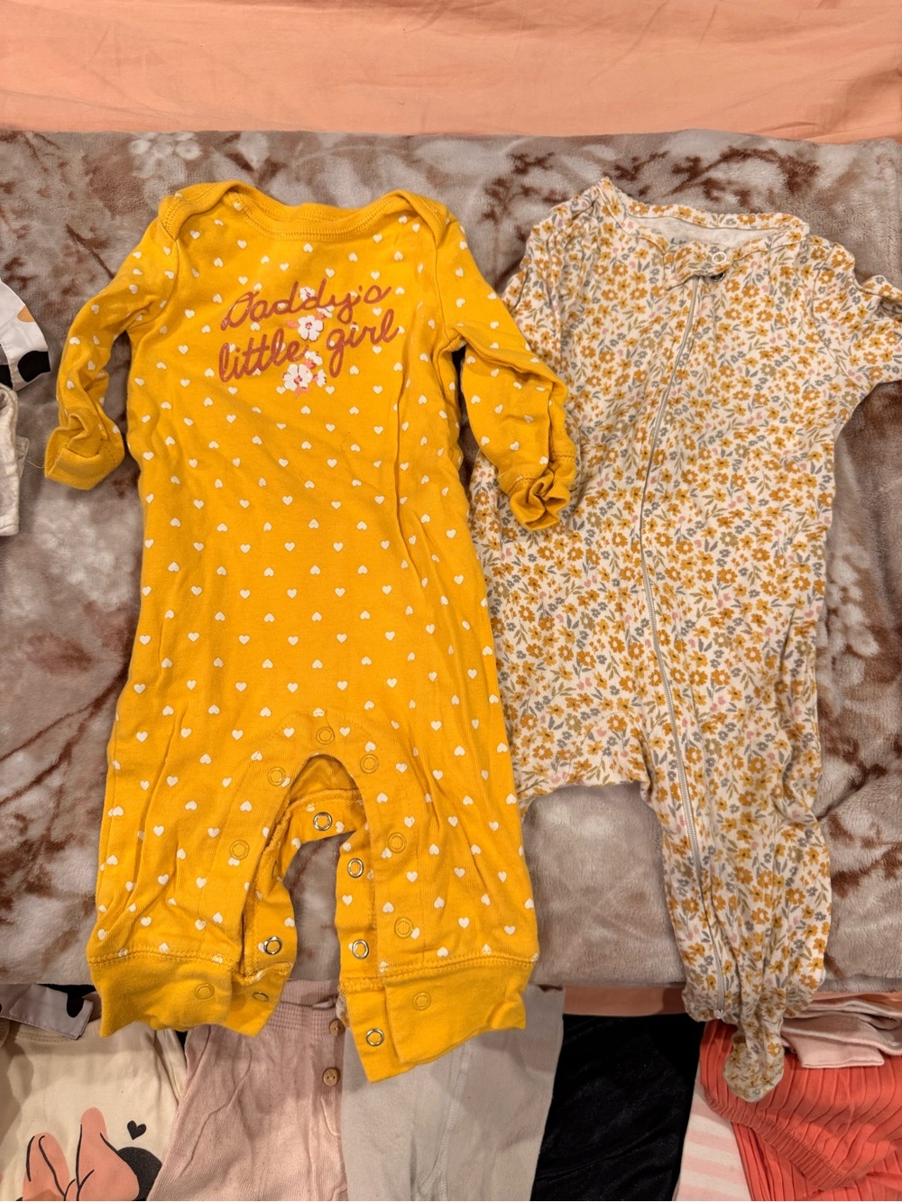 Carter's Mustard Yellow Heart One-Piece with 'Daddy's Little Girl'